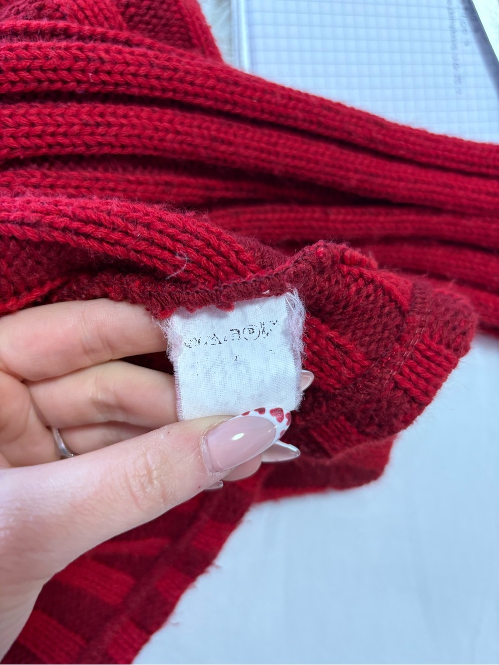 Open-Front Asymmetrical Red Striped Women’s Cardigan Sweater - Picture 4 of 4